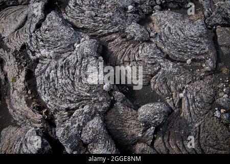 Lave solidifiée, coulées de lave, Heroubreioarlindir, Highlands islandais, Islande Banque D'Images