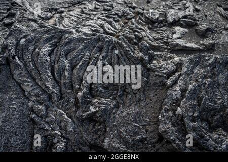Lave solidifiée, coulées de lave, Odaoahraun, montagnes islandaises, Islande Banque D'Images