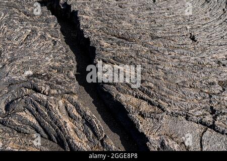 Lave solidifiée, coulées de lave, Heroubreioarlindir, Highlands islandais, Islande Banque D'Images