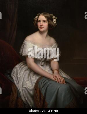 Jenny Lind (Johanna Maria Lind) (1820-1887). Chanteur d'opéra suédois. Portrait par Eduard Magnus (1799-1872). Huile sur toile (118,1 x 94,6 cm), env.1861. Réplique après un portrait de 1846. Galerie nationale de portraits. Londres, Angleterre, Royaume-Uni. Banque D'Images