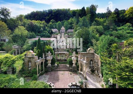 Jardin baroque recréé à l'époque moderne, Markt Egloffstein, vallée de Trubach, Suisse franconienne, haute-Franconie, Franconie, Bavière, Allemagne Banque D'Images