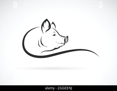 Vecteur d'une tête de porc sur fond blanc. Animaux de ferme. Logo ou icône de la tête de porc. Illustration vectorielle superposée facile à modifier. Illustration de Vecteur