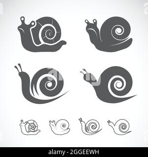 Groupe vectoriel d'un escargot sur fond blanc. Illustration vectorielle superposée facile à modifier. Animaux sauvages. Illustration de Vecteur