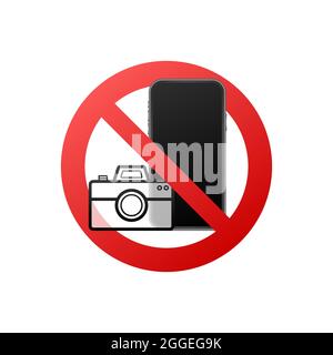 Pas de photo, un design parfait pour toutes les applications. Icône appareil photo. Icône d'avertissement. Illustration vectorielle. Illustration de Vecteur