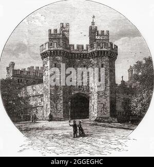 Porte du château de Lancaster, Lancaster, Lancashire, Angleterre, vu ici au XIXe siècle. De l'Angleterre pittoresque ses monuments et Hausts historiques, publié, 1891 Banque D'Images