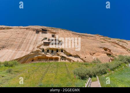 Le temple Mati, un temple historique du bouddhisme à Zhangye, province de Gansu, Chine. Banque D'Images