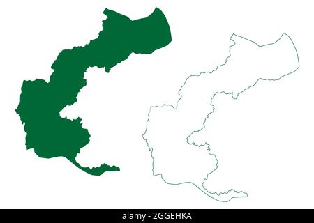 District de Muzaffarabad (territoire de l'Union du Jammu-et-Cachemire, République de l'Inde, République islamique du Pakistan) carte illustration vectorielle, scribble sketch Mu Illustration de Vecteur