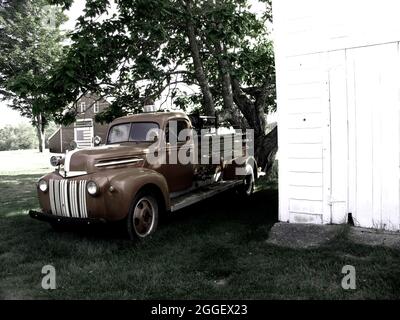 Antique Ford pick Up Fire Truck, 1946-1947, Nouvelle-Angleterre, États-Unis. Banque D'Images