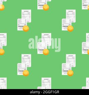 Les reçus de factures papier de paiement réalistes pour les transactions en espèces ou par carte de crédit. Illustration du stock vectoriel. Illustration de Vecteur