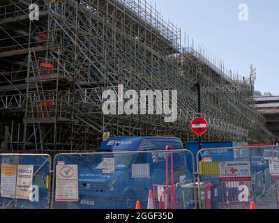 Travaux en cours sur la reconstruction de la Glasgow School of Art (août 2021), centre-ville de Glasgow, Écosse, Royaume-Uni Banque D'Images