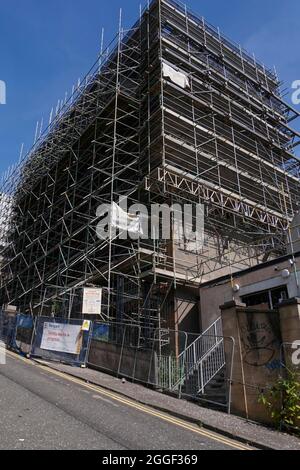 Travaux en cours sur la reconstruction de la Glasgow School of Art (août 2021), centre-ville de Glasgow, Écosse, Royaume-Uni Banque D'Images