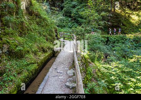 Les chemins de Waal longent d'anciens canaux d'irrigation près de Schenna, dans le Tyrol du Sud, en Italie Banque D'Images