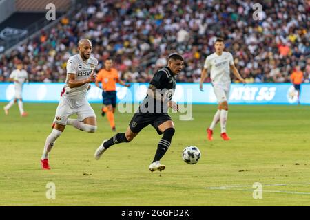 Gustavo Bou, de la Révolution de Nouvelle-Angleterre, dribbles dans la première moitié du jeu MLS All Star 2021 Banque D'Images