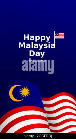 illustration vectorielle plate happy malaysia day avec design de l'histoire des réseaux sociaux Illustration de Vecteur