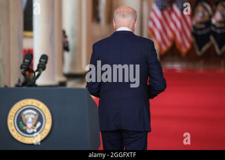 Washington, États-Unis. 31 août 2021. Le président Joe Biden prononce un discours sur la fin de la guerre en Afghanistan dans la salle à manger de la Maison Blanche à Washington, DC, le 31 août 2021. (Photo d'Oliver Contreras/Sipa USA) Credit: SIPA USA/Alay Live News Banque D'Images