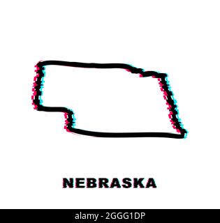 Icône représentant un bug dans la carte de l'État fédéral des États-Unis du Nebraska. Illustration vectorielle. Illustration de Vecteur
