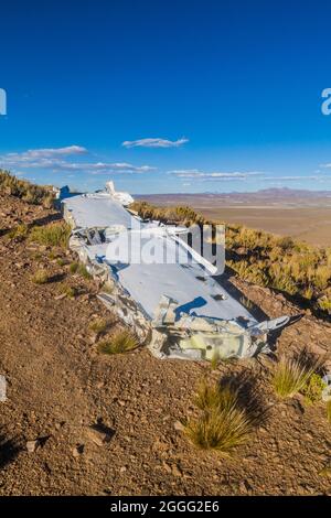 Une partie de l'avion s'est écrasé à Villamar, en Bolivie Banque D'Images