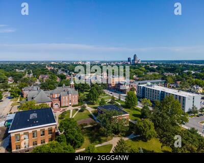 Photographie aérienne de l'Université Drake, une université d'arts libéraux à des Moines, Iowa, États-Unis. Banque D'Images