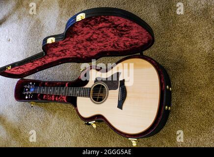 Nouvelle guitare Taylor en cas Banque D'Images