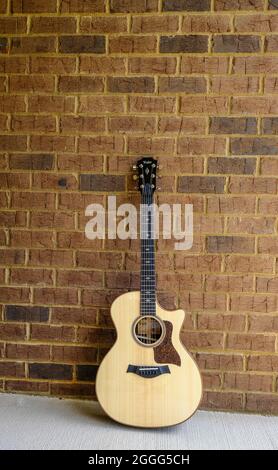 Nouvelle guitare Taylor sur Brick Wall Banque D'Images