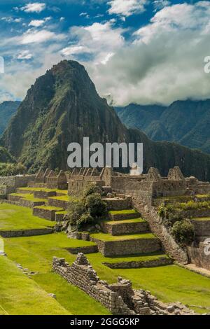 Bâtiments conservés dans les ruines de Machu Picchu, Pérou Banque D'Images