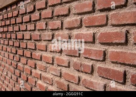 Pared of ladrillo con punto de fuga. Fondo de textura de ladrillos de arcilla de vector Banque D'Images