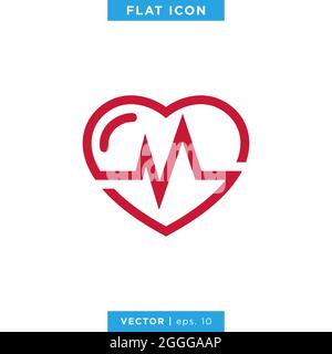 Modèle de conception d'illustrations vectorielles d'icônes de cœur et de cardiogramme. Illustration de Vecteur