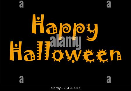 Illustration vectorielle sur fond noir. Happy Halloween concept avec espace pour le texte, espace de copie. Illustration de Vecteur
