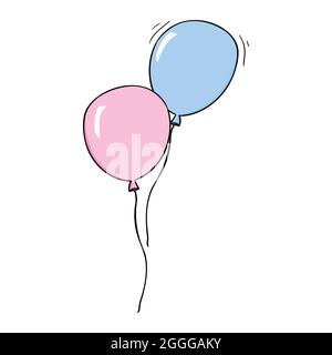 Lot de ballons de style dessin animé plat, isolés sur fond blanc. Illustration vectorielle Illustration de Vecteur