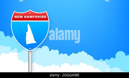 Carte du New Hampshire sur le panneau de signalisation. Bienvenue dans l'État du New Hampshire. Illustration vectorielle. Illustration de Vecteur