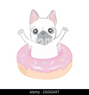 Un joli boudogue et un donut sur un fond blanc isolé. Illustration, vecteur Illustration de Vecteur