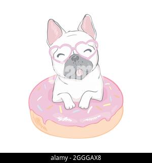 Un joli boudogue et un donut sur un fond blanc isolé. Illustration, vecteur Illustration de Vecteur