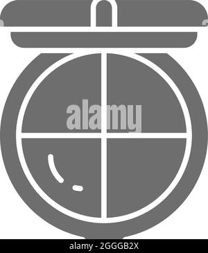 Poudre à maquillage, palette de fard à joues, bronzant, surligneur, icône grise de correcteur. Illustration de Vecteur