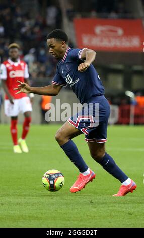 Abdou Diallo du PSG lors du championnat français Ligue 1 match de football entre le Stade de Reims et Paris Saint-Germain le 29 août 2021 au Stade Auguste Delaune à Reims, France - photo Jean Catuffe / DPPI Banque D'Images