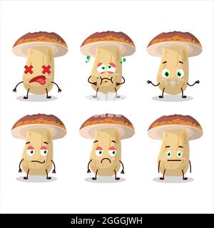 Nouveau personnage de dessin animé de champignon cep avec expression de corde. Illustration vectorielle Illustration de Vecteur