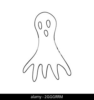 Fantôme volant effrayant. Horrible wraith hurle effrayant. Un monstre à la bouche ouverte. Un petit creux. Bonne illustration de vecteur Halloween en verre givré Illustration de Vecteur