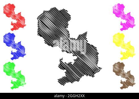 District d'Osnabruck (République fédérale d'Allemagne, district rural, État de Basse-Saxe) carte illustration vectorielle, scribble croquis carte d'Osnabruck Illustration de Vecteur