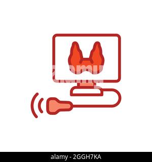 Icône de ligne de couleur de la glande thyroïde de diagnostic ultrasonique. Elément vectoriel isolé. Pictogramme de contour pour la page Web, l'application mobile, la promotion Illustration de Vecteur