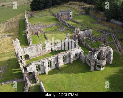 Vue aérienne de l'abbaye de Haughmond à Shropshire, Royaume-Uni Banque D'Images