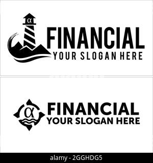 Logo d'icône de phare de mer de montagne Illustration de Vecteur