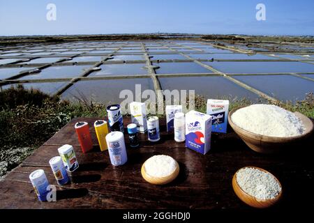FRANCE. LOIRE-ATLANTIQUE (44) PÉNINSULE DE GUÉRANDE. PRODUCTION DE SEL DANS LES MARAIS Banque D'Images