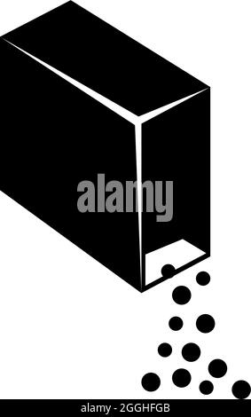 Boîte de poudre de lavage, emballage de granulés. Illustration de l'icône vecteur plat. Symbole noir simple sur fond blanc. Boîte de poudre de lavage, SIG. De l'emballage de lavage Illustration de Vecteur