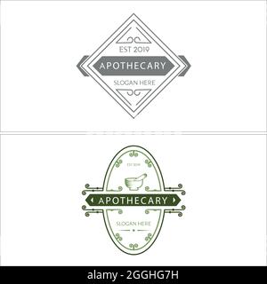 Motif mortier Apothecary et logo pilon Illustration de Vecteur