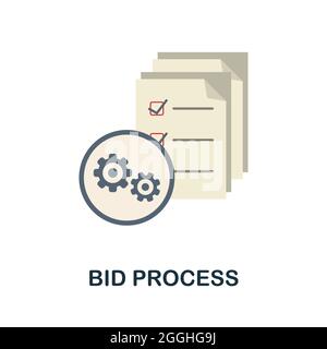 Icône plate de traitement des offres. Signature simple de la collecte du processus d'approvisionnement. Illustration de l'icône du processus d'offre créative pour la conception Web, les infographies et bien plus encore Illustration de Vecteur
