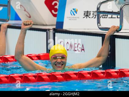 1er septembre 2021 : Maria Carolina Gomes Santiago du Brésil a remporté l'or lors de la natation au Tokyo Paraolympics, centre aquatique de Tokyo, Tokyo, Japon. Prix Kim/CSM Banque D'Images