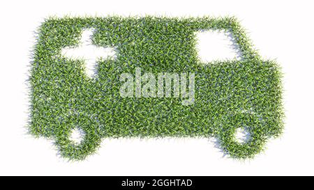 Concept ou conceptuel vert pelouse herbe symbole forme isolée sur fond blanc, signe d'ambulance. Une métaphore d'illustration 3d pour 911 Banque D'Images