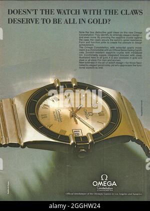 Publicité papier de LA MONTRE OMEGA Swiss fait r jour date gmt master chronomètre date ajuster Banque D'Images