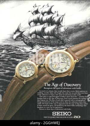 Publicité papier de Seiko Watch Swiss made r jour date gmt master chronomètre date ajuster Banque D'Images