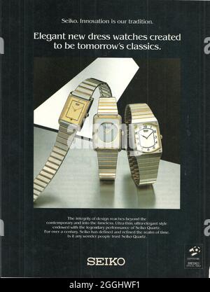 Publicité papier de Seiko Watch Swiss made r jour date gmt master chronomètre date ajuster Banque D'Images