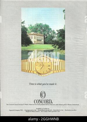 Publicité papier de Concord Watch Swiss made r day date gmt master chronomètre date ajuster Banque D'Images